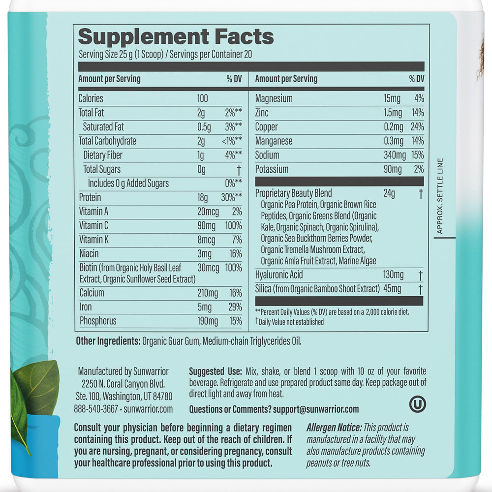 Sunwarrior vegan collagen powder scoop for easy daily mixing