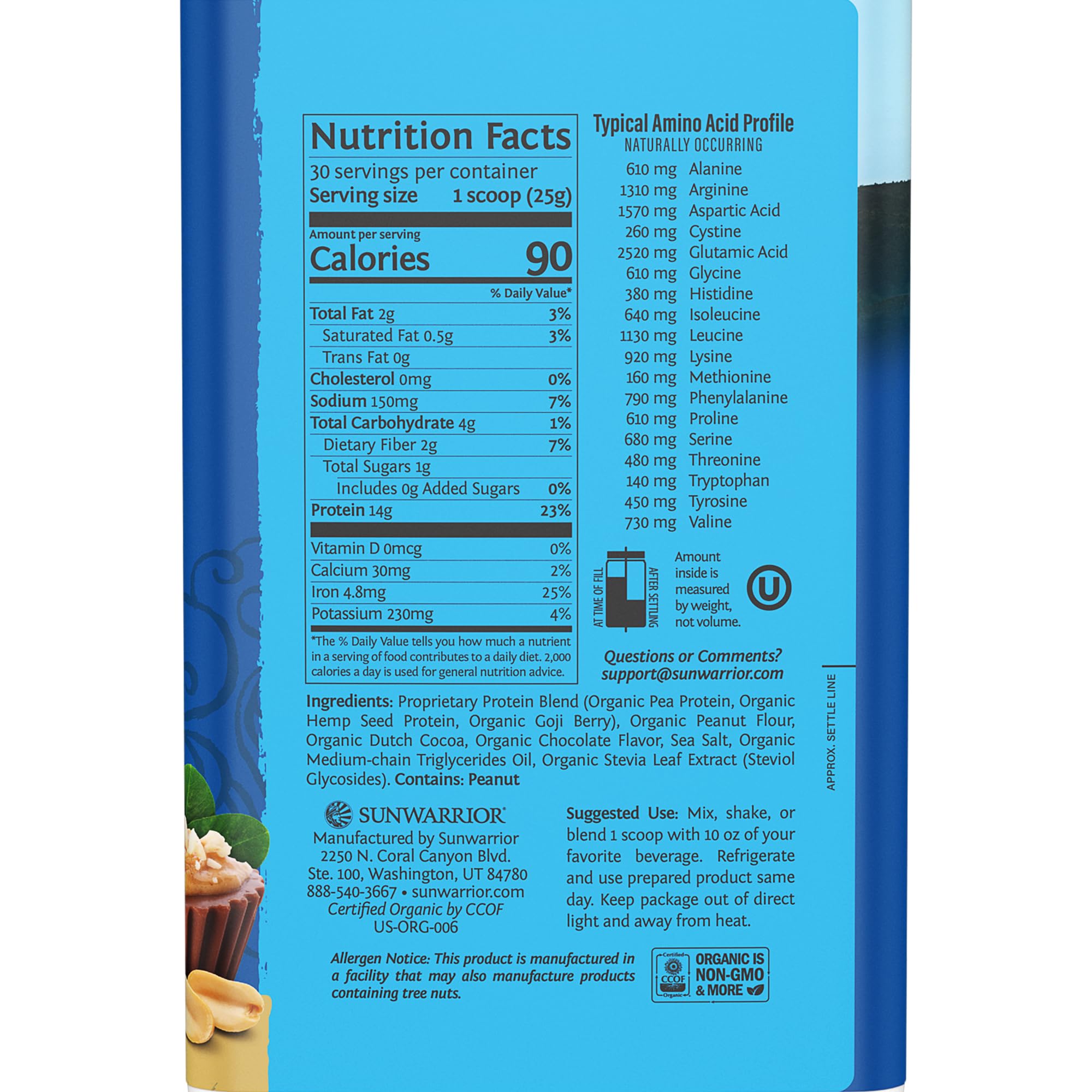 Sunwarrior Warrior Blend with hemp and pea shows plant based protein benefits.