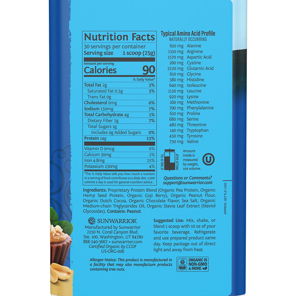 Sunwarrior Warrior Blend with hemp and pea shows plant based protein benefits.