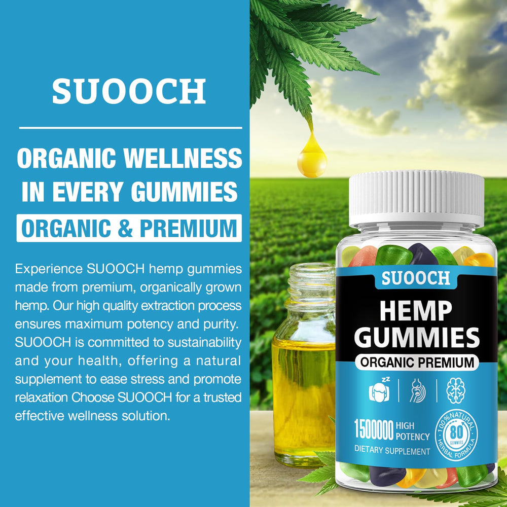 SUOOCH high-potency gummies label shot highlighting strength and use for relief