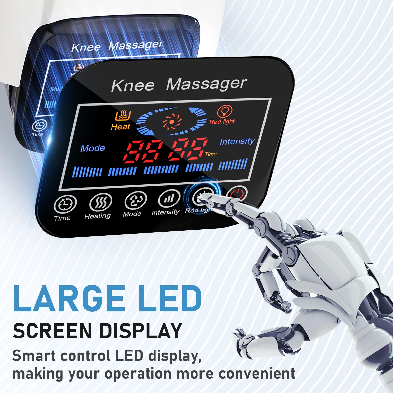 SUPBAND knee massager LED display simplifies mode and timer control.