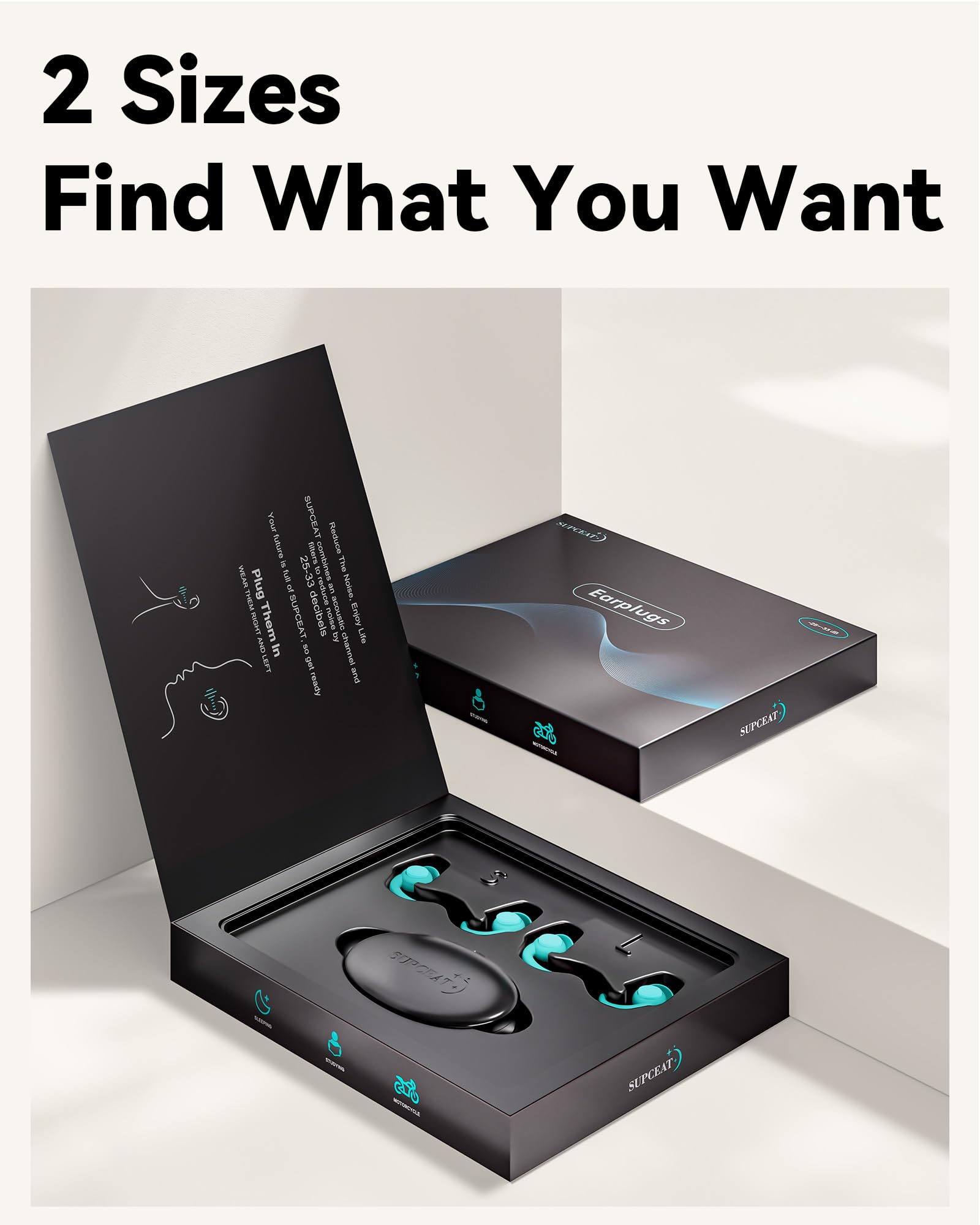 SUPCEAT two sizes large and small for all ear canal sizes