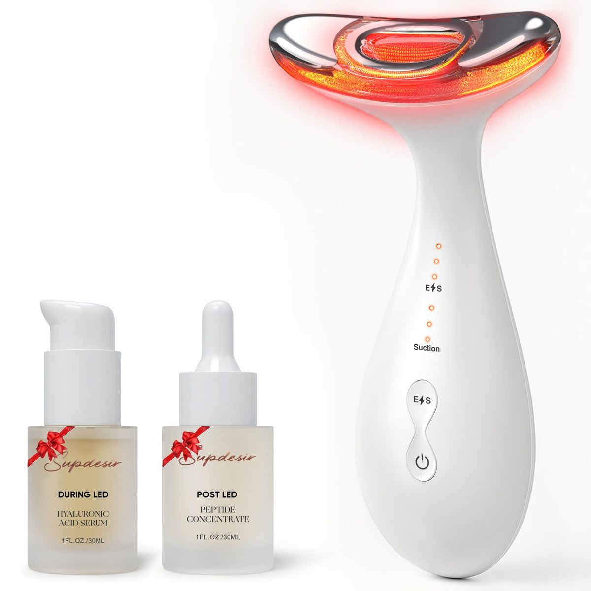 SUPDESIR 3-in-1 massager with suction head for lifting and smoothing skin.