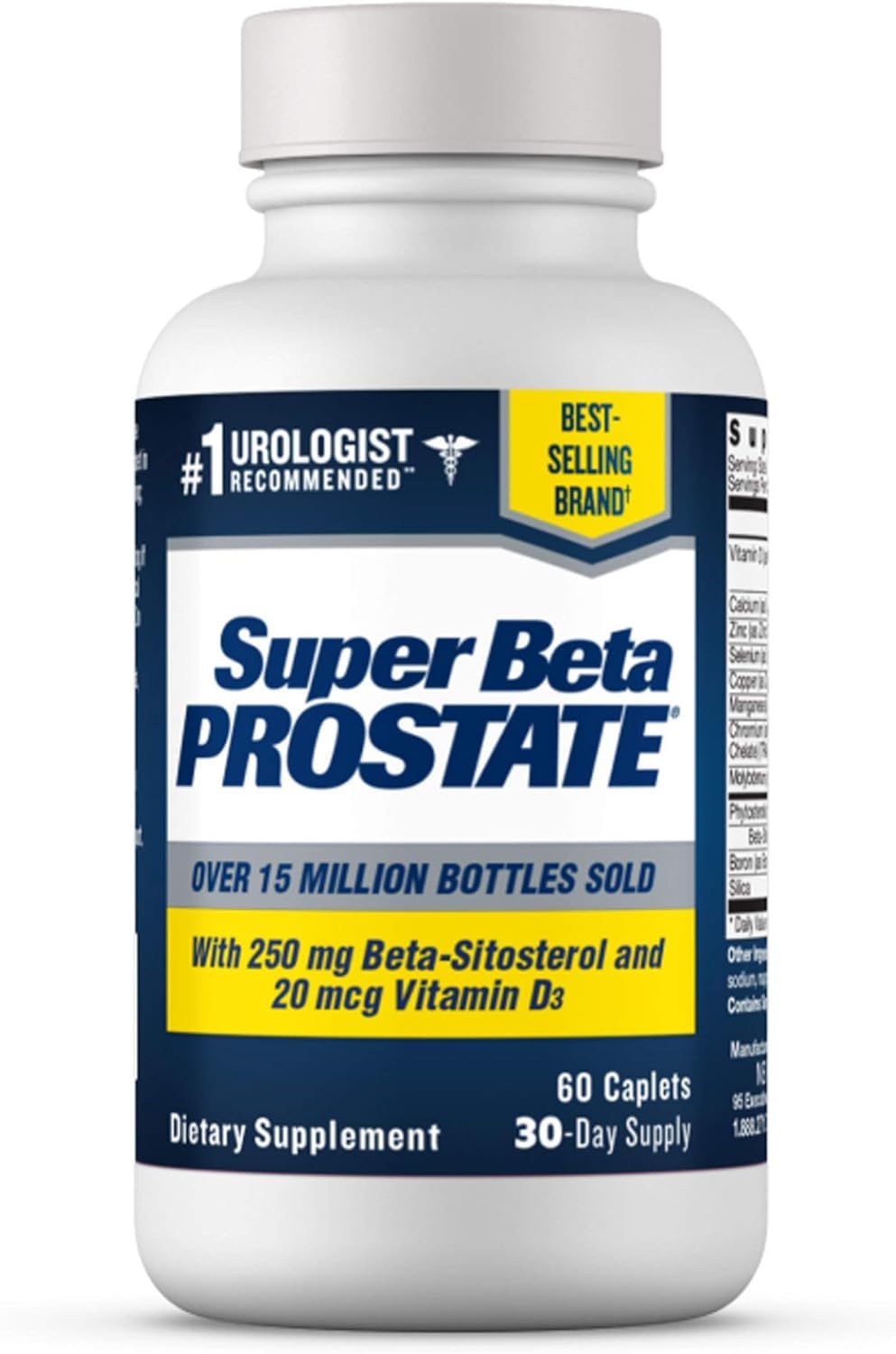 Super Beta Prostate bottle front promotes urinary health support.