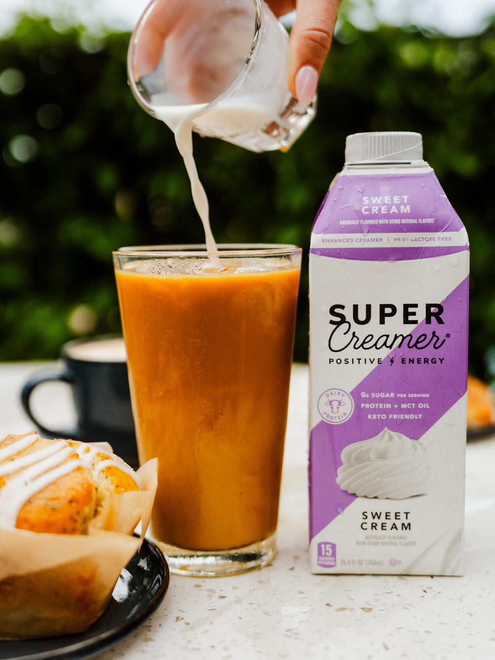 SUPER COFFEE Vanilla Creamer used in baking and iced coffee for sugar-free versatility