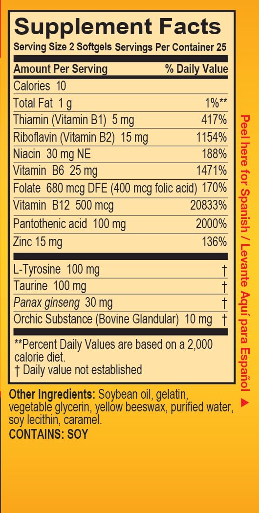 Close-up of Super Macho softgels for easy daily intake.