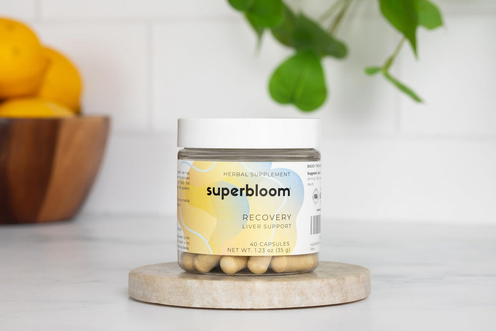 Superbloom vegan, gluten-free label indicating clean ingredients.
