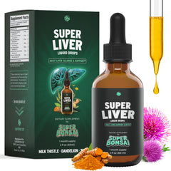 SuperBonsai Super Liver bottle with dropper for easy daily dosage and liver support.