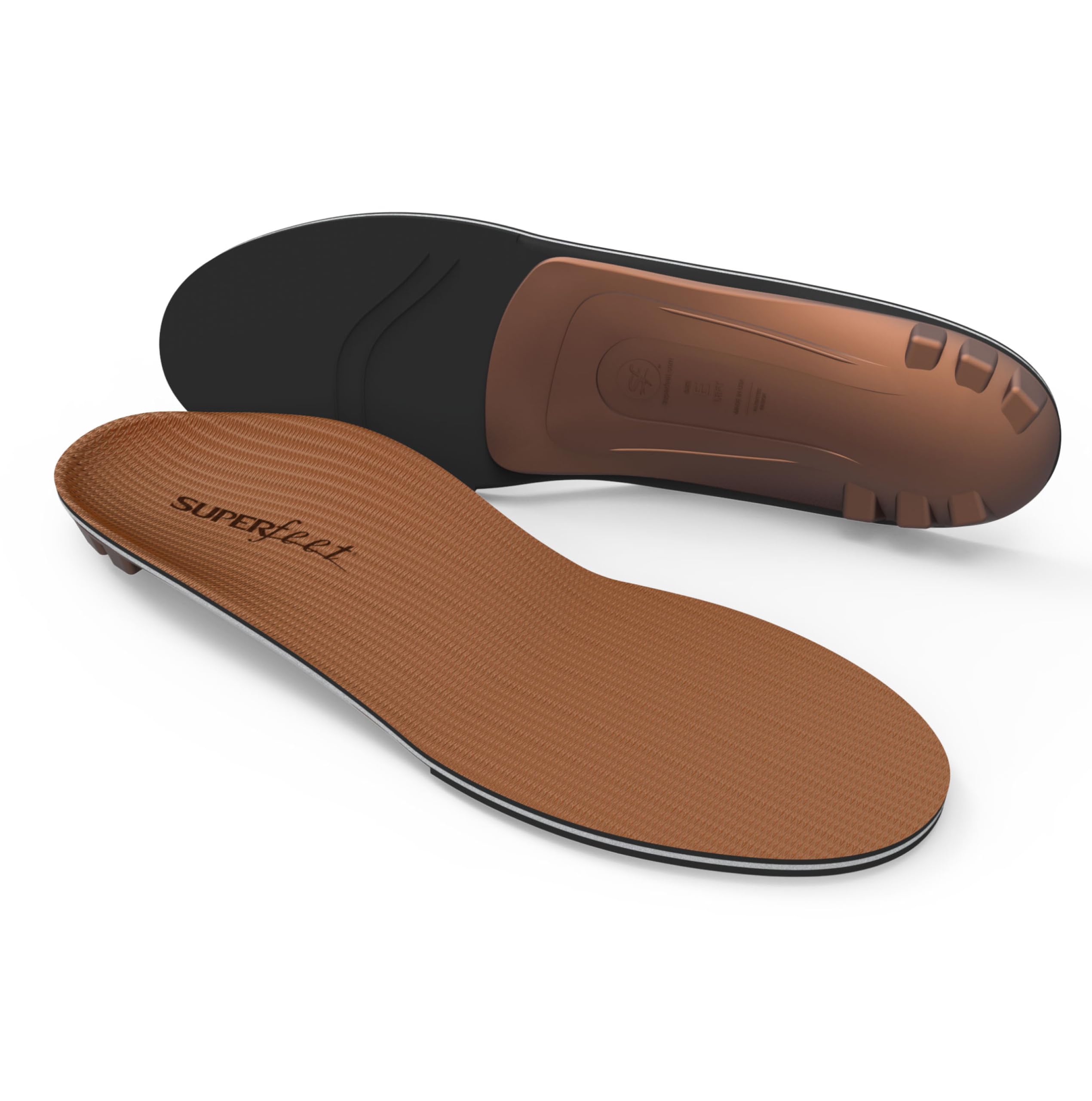 Superfeet All-Purpose Memory Foam Support Copper close-up reveals cushioned arch for comfort