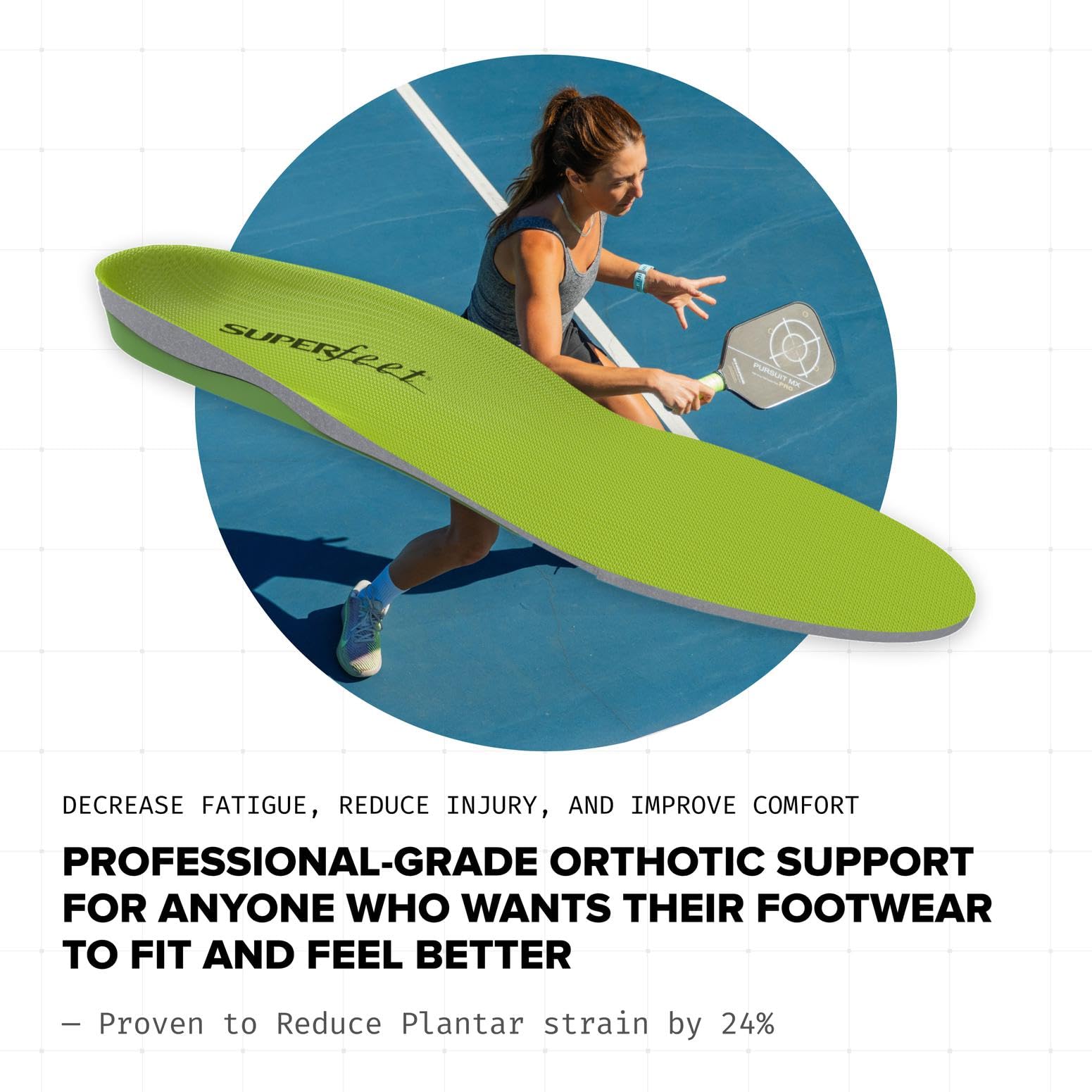 Superfeet Green high-density foam provides durable cushioning and full-foot support.