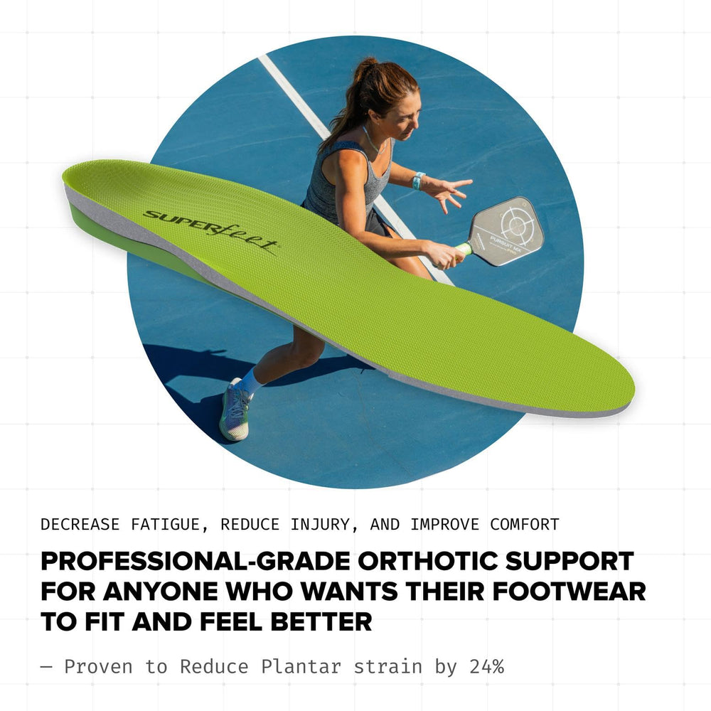 Superfeet Green high-density foam provides durable cushioning and full-foot support.