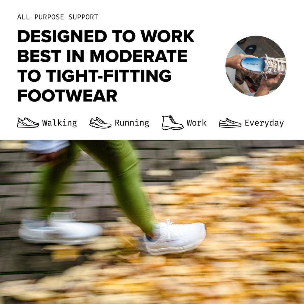Superfeet Blue all-purpose insoles fit a wide range of footwear styles.