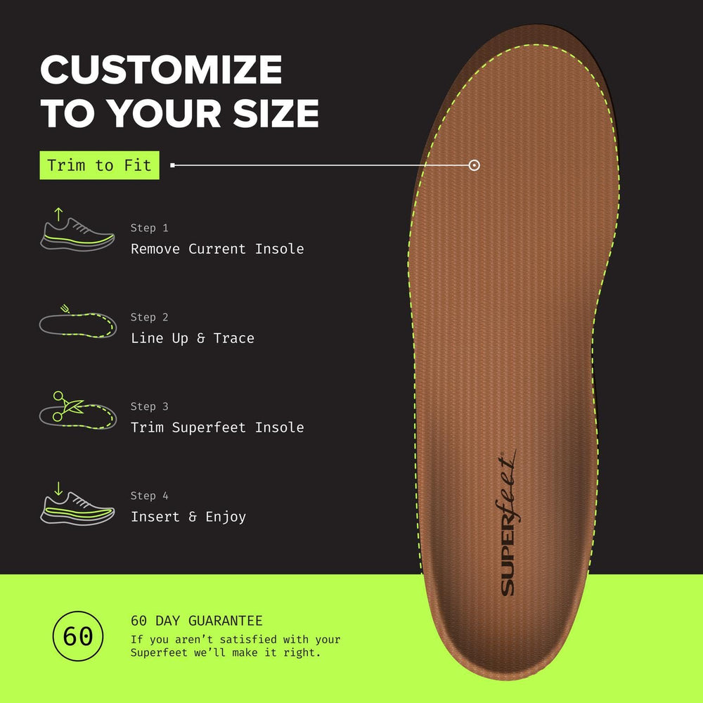 Superfeet Copper insole suitable for daily use in walking and hiking.