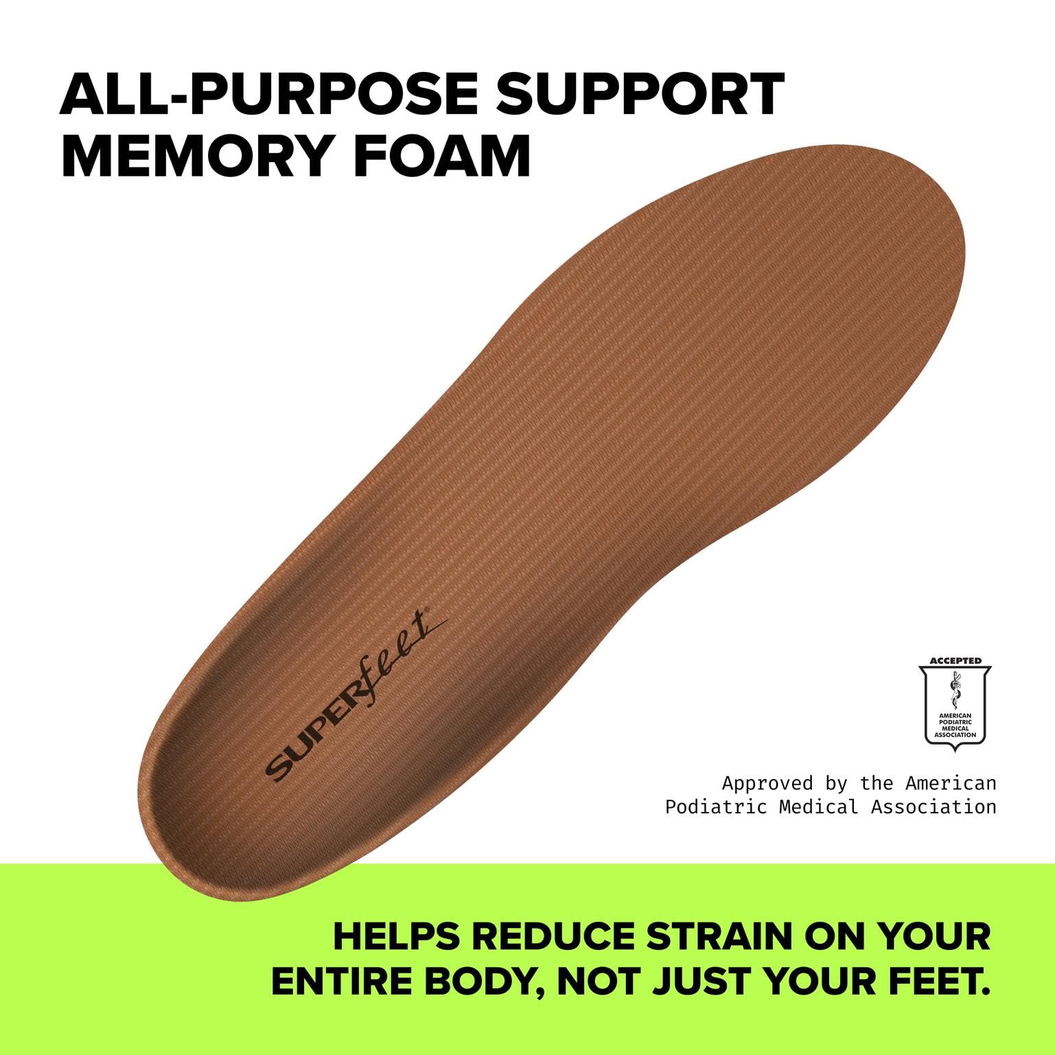 Superfeet Copper memory foam arch support contours to your foot for comfort.