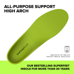 Superfeet Green premium arch support with sculpted heel cup and comfort foam.