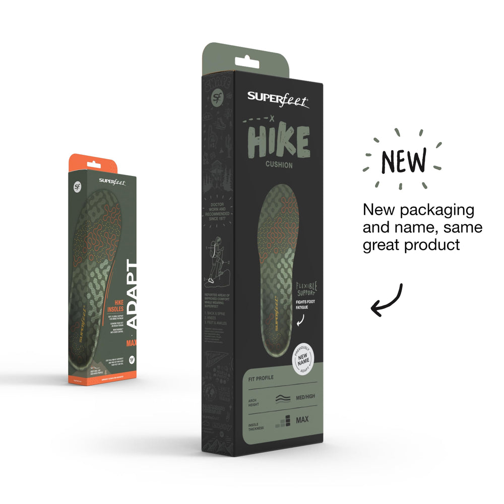 Superfeet Hike Cushion insole arch support provides flexible cushioning for trails