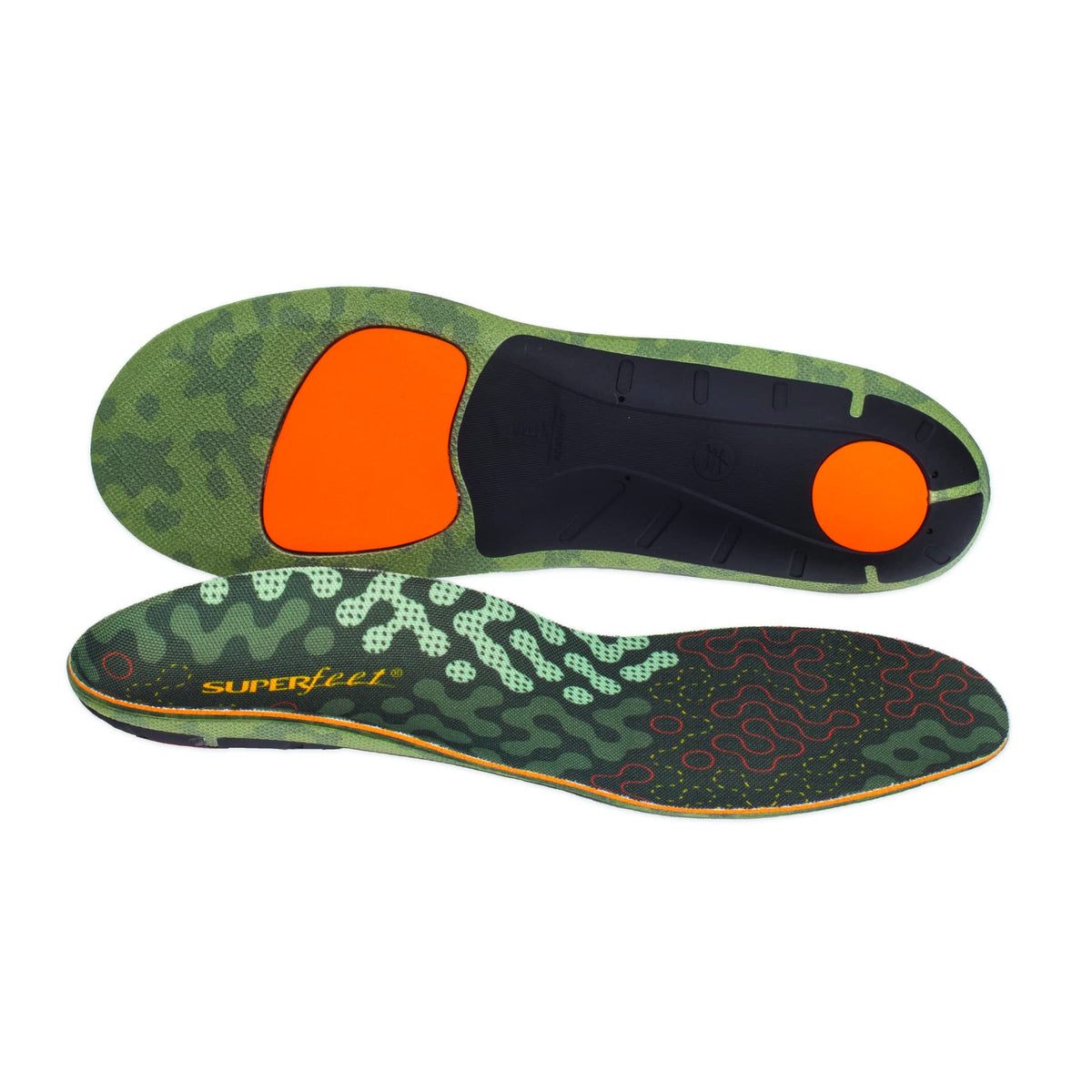Superfeet Hike Cushion insoles trimmed to fit hiking boots for personalized comfort.