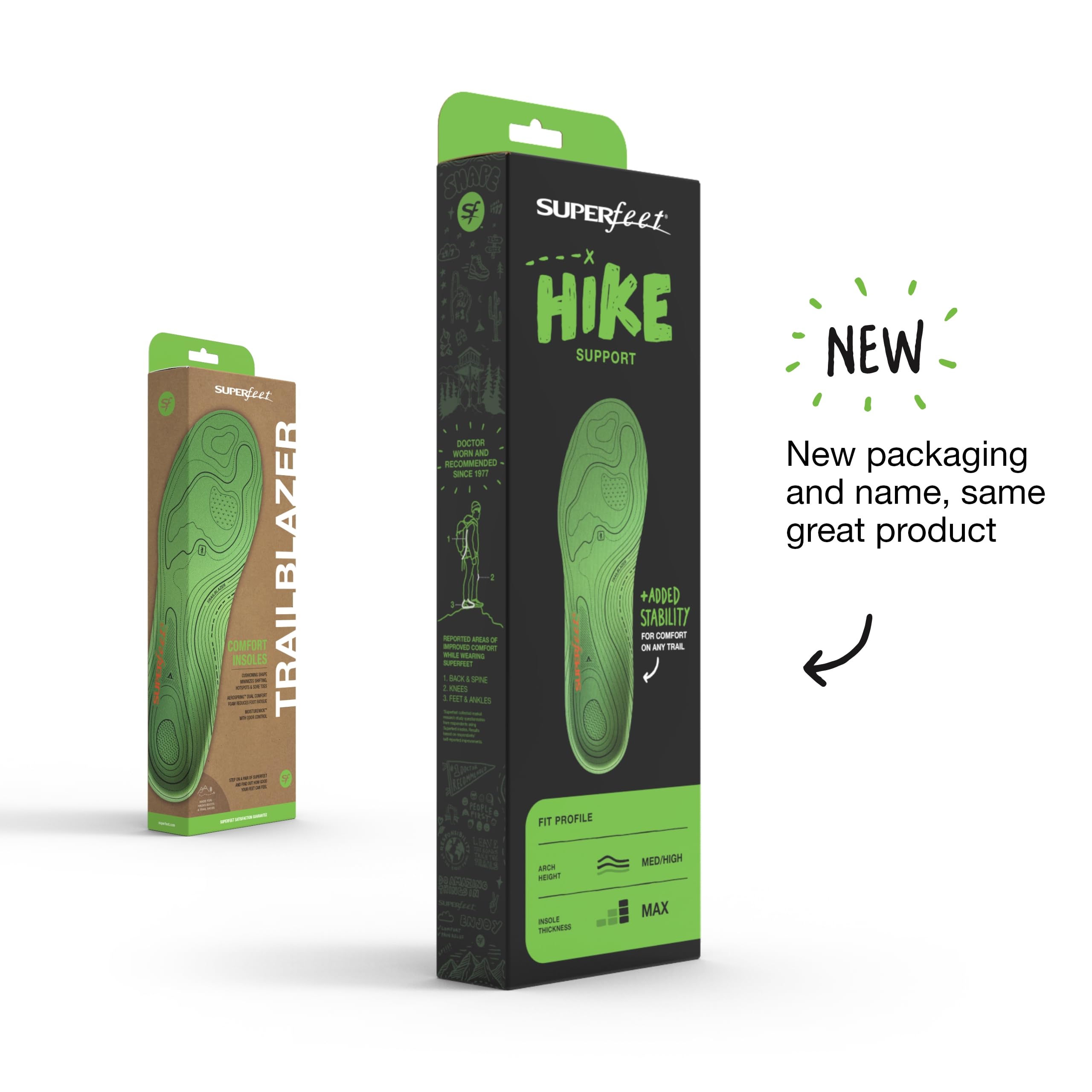 Superfeet Hike Support insole arch-stability provides steadier steps on rough terrain