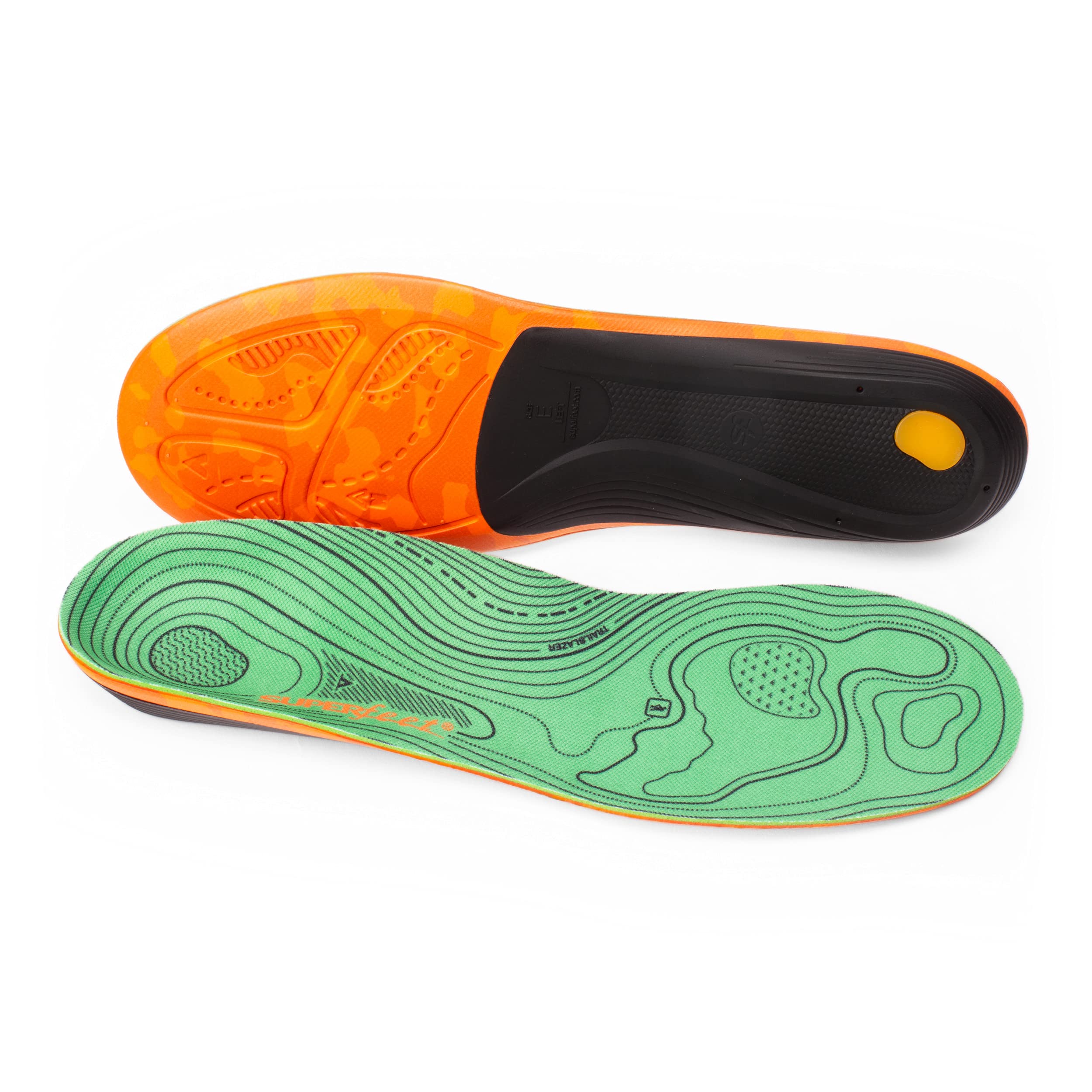Superfeet Hike Support Insole close-up showing arch support for stability on rugged trails.