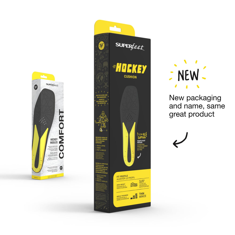 Superfeet Hockey Cushion Insole with a flexible heel cradle for secure fit.