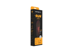 Superfeet Run Cushion Low Arch insole highlighting odor-control moisturewick for fresh feet.