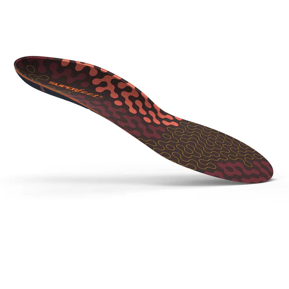 Superfeet Run Cushion Low Arch insoles, cut-to-fit guide for easy customization.