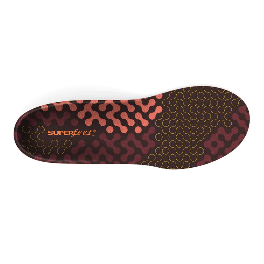 Superfeet Run Cushion Low Arch insoles, side profile, flexible motion and reduced fatigue.