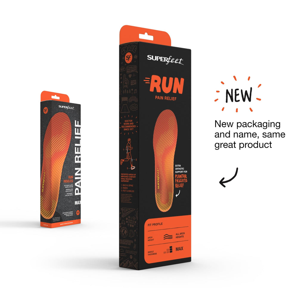 Superfeet Run Pain Relief carbon fiber reinforced insole arch support closeup