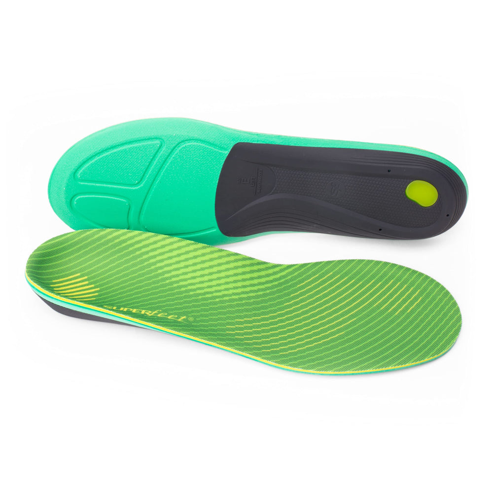 Superfeet Run Support High Arch insoles stabilize the arch for running comfort.