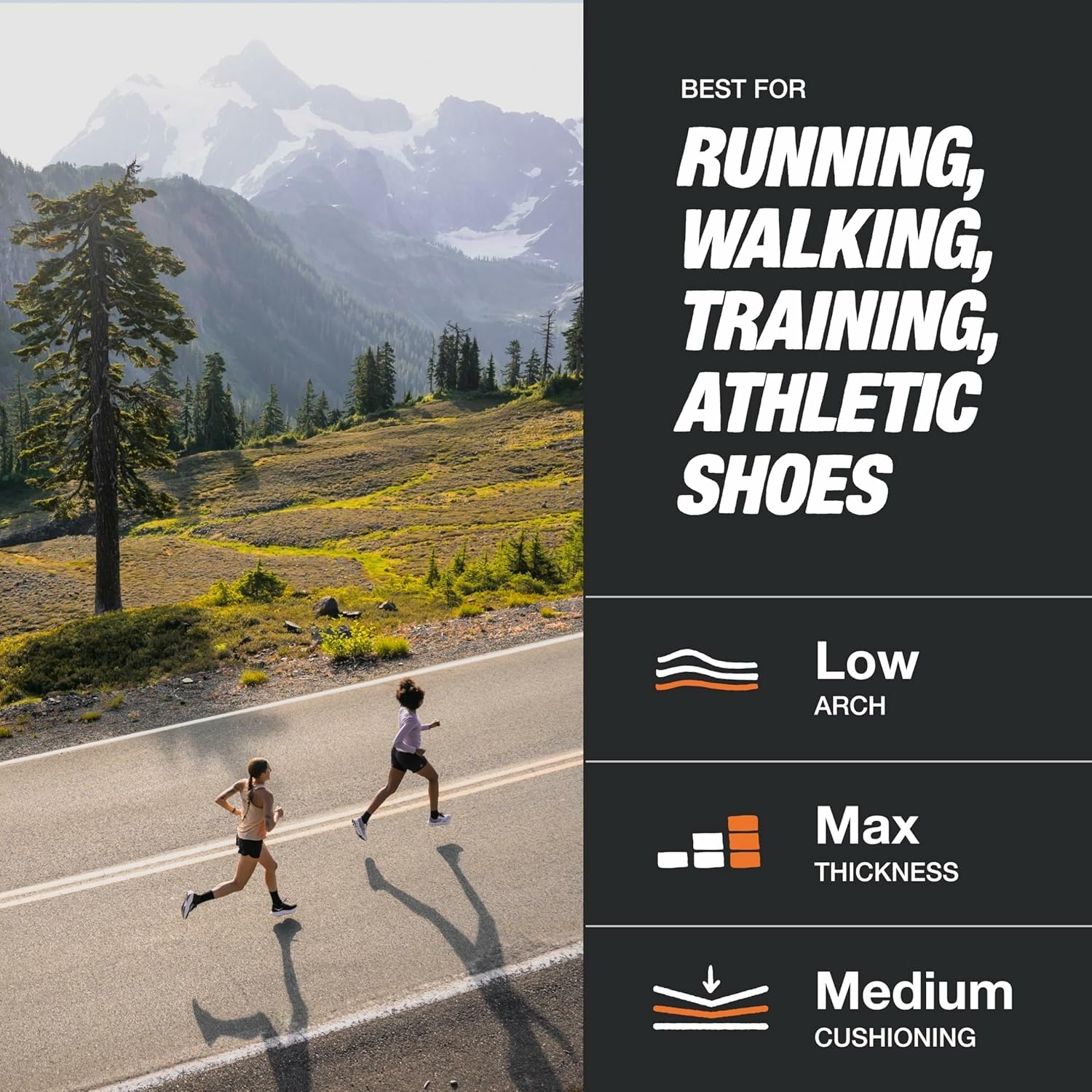 Moisturewick top cover keeps feet fresh on long runs with Superfeet insoles.