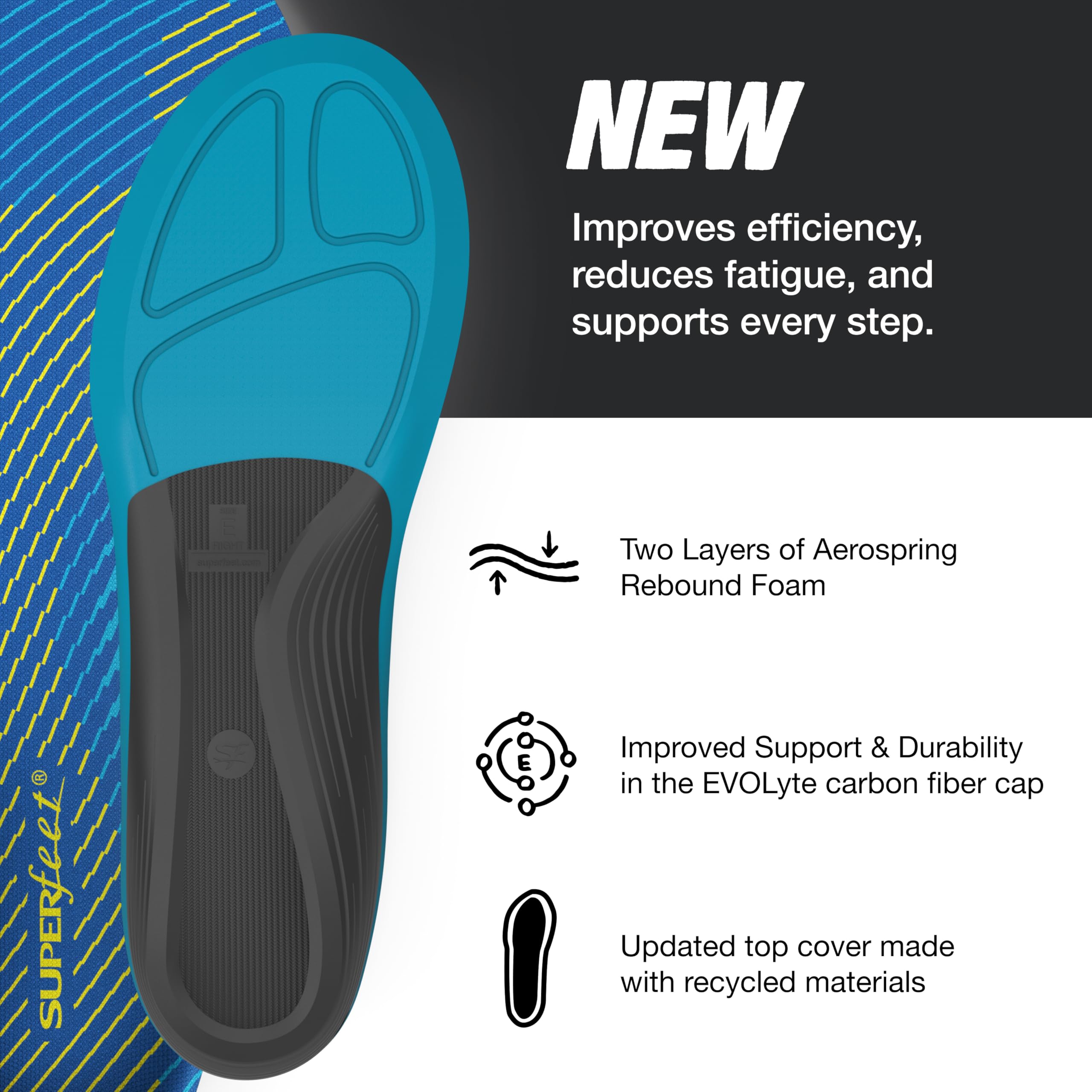 Superfeet Run Support V2 heel cup cradling the heel for shock absorption.