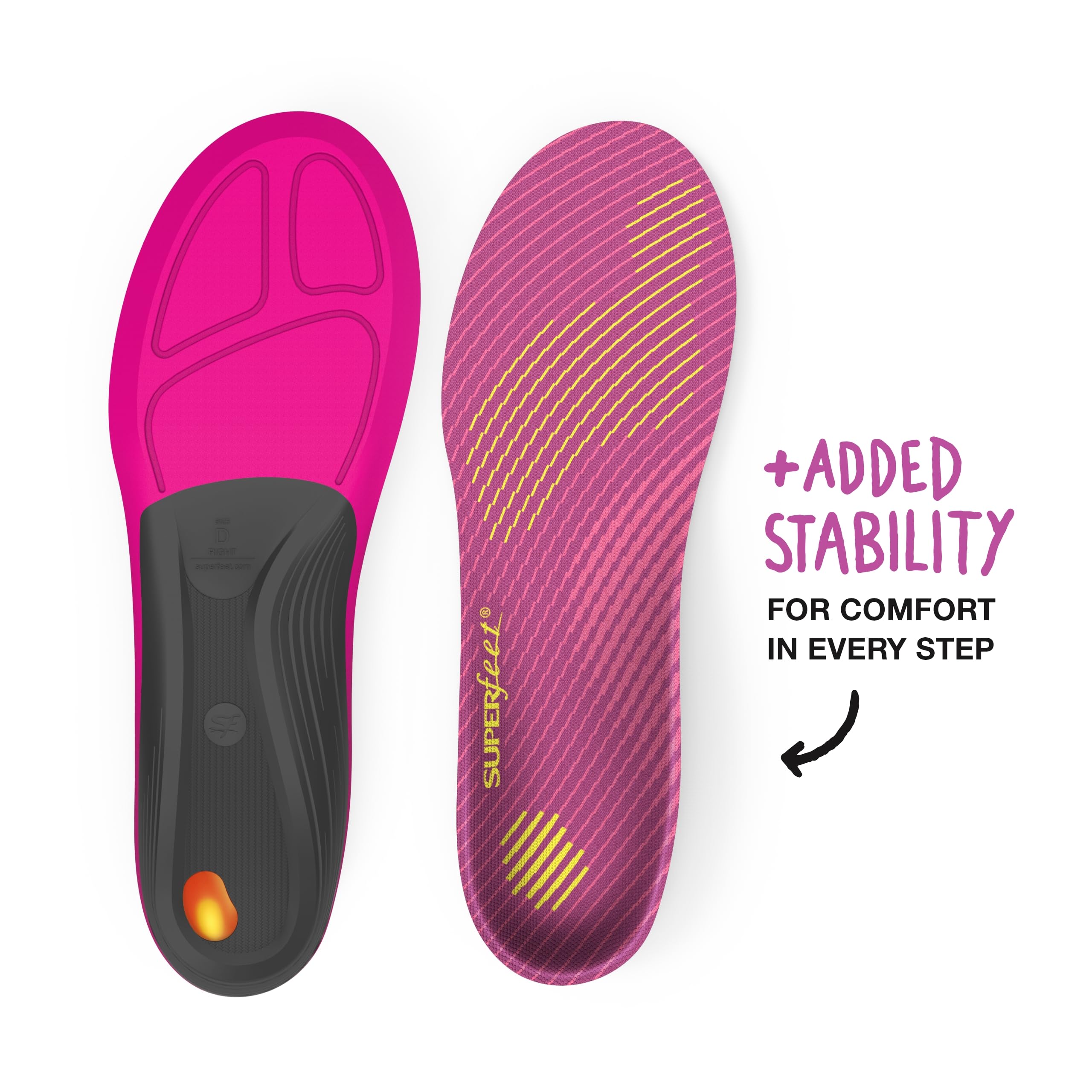 Superfeet Run insoles are narrower to fit a woman's foot comfortably.