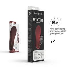 Superfeet Winter Support Insole deep heel cup secures the foot for stability on icy slopes.
