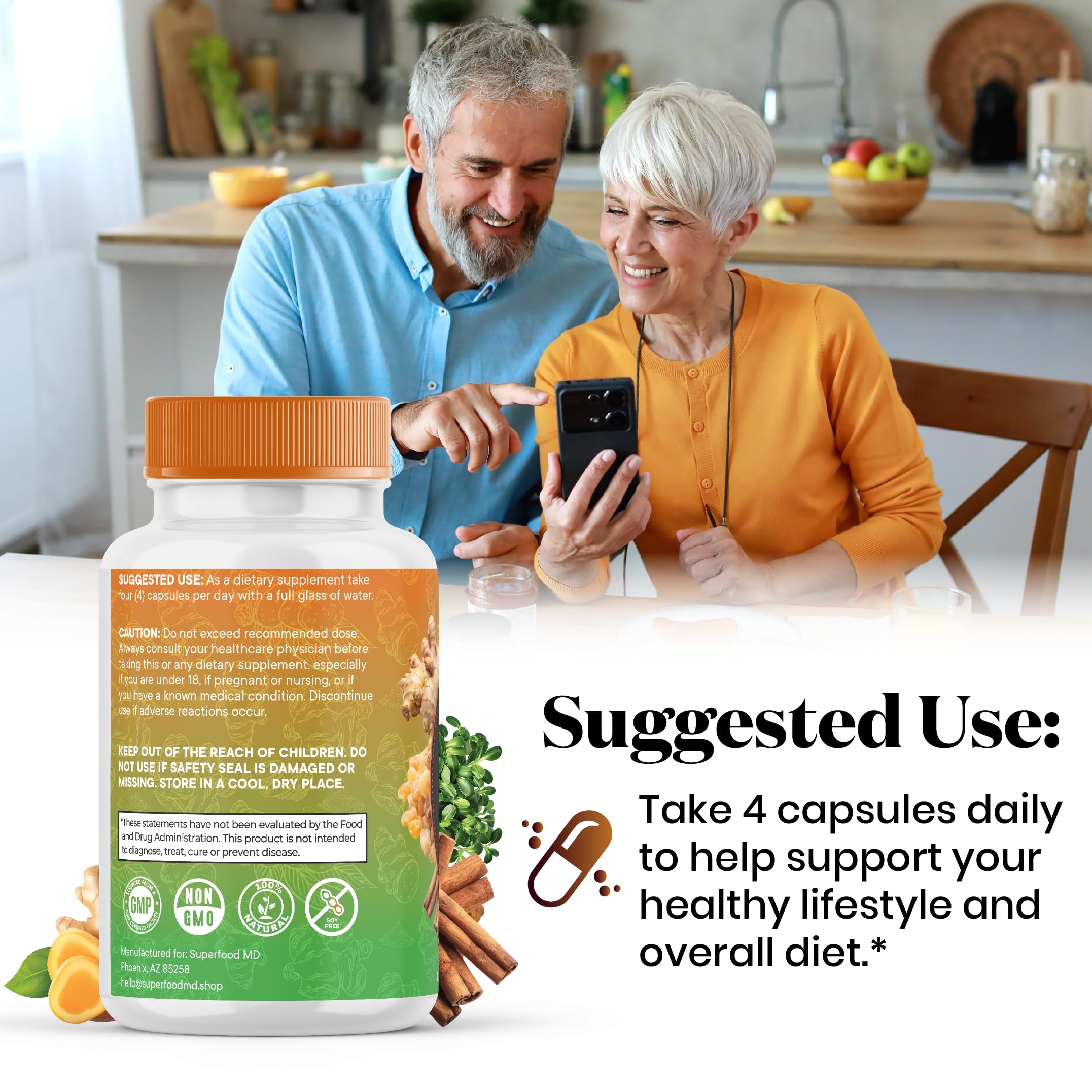 Superfood MD lifestyle shot demonstrating consistent take with meals