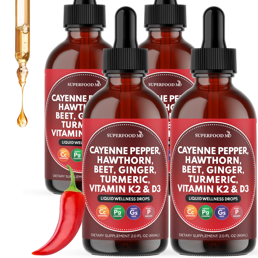 Superfood MD Cayenne liquid drops bottle for daily plant-based wellness
