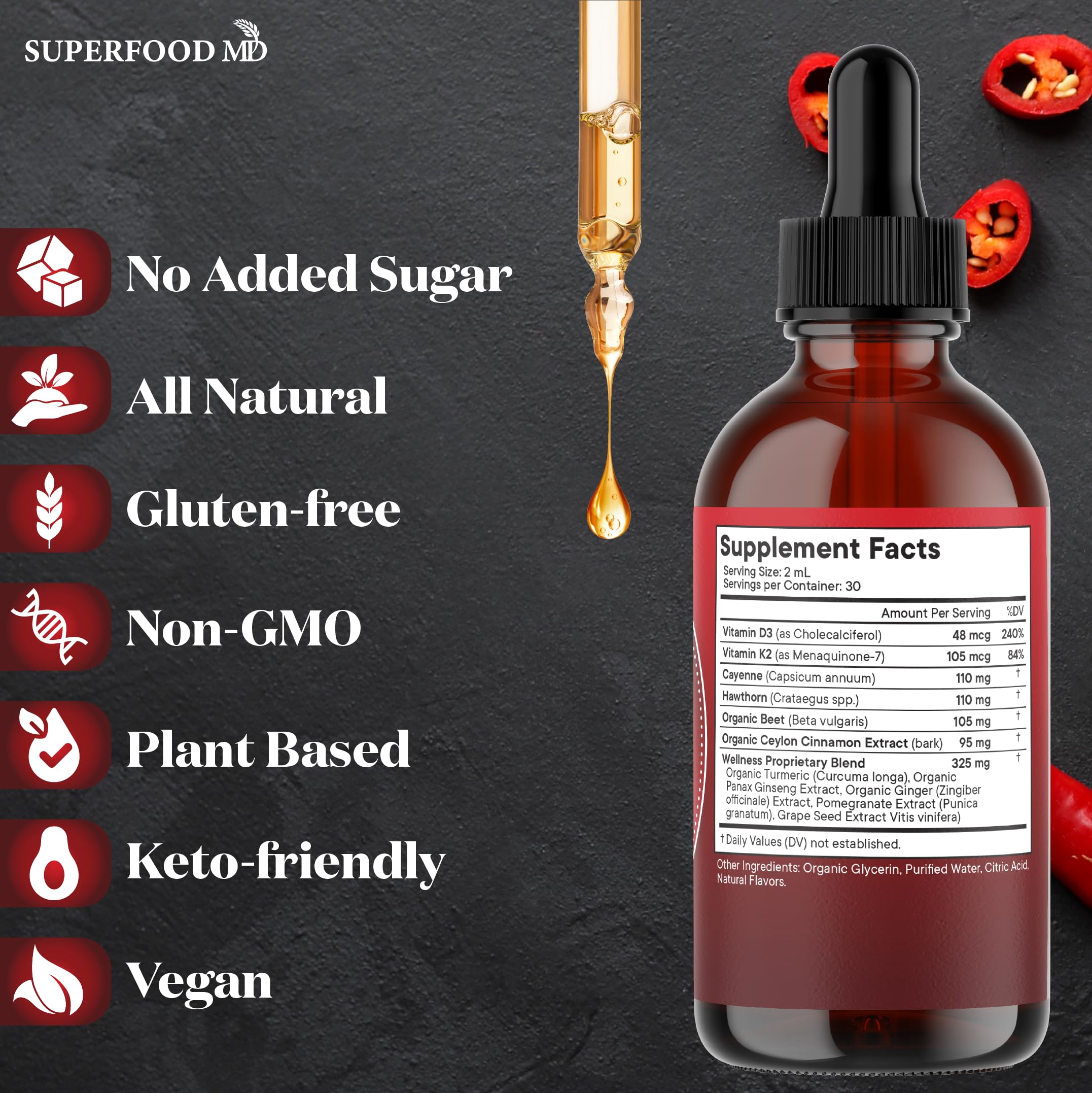 Superfood MD USA-made non-GMO label confirms tested quality