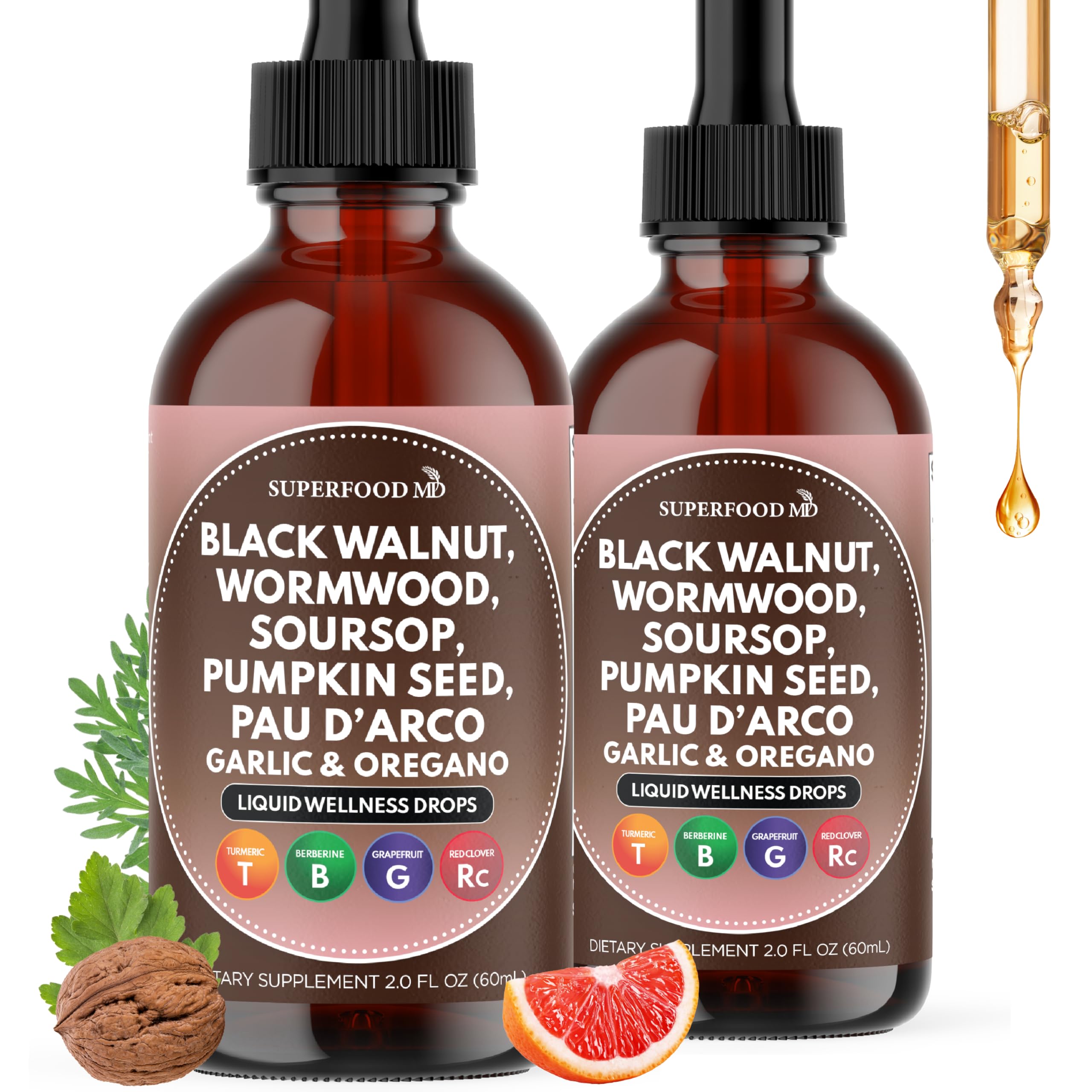Superfood MD Wormwood Black Walnut Cleanse bottle for daily digestive balance