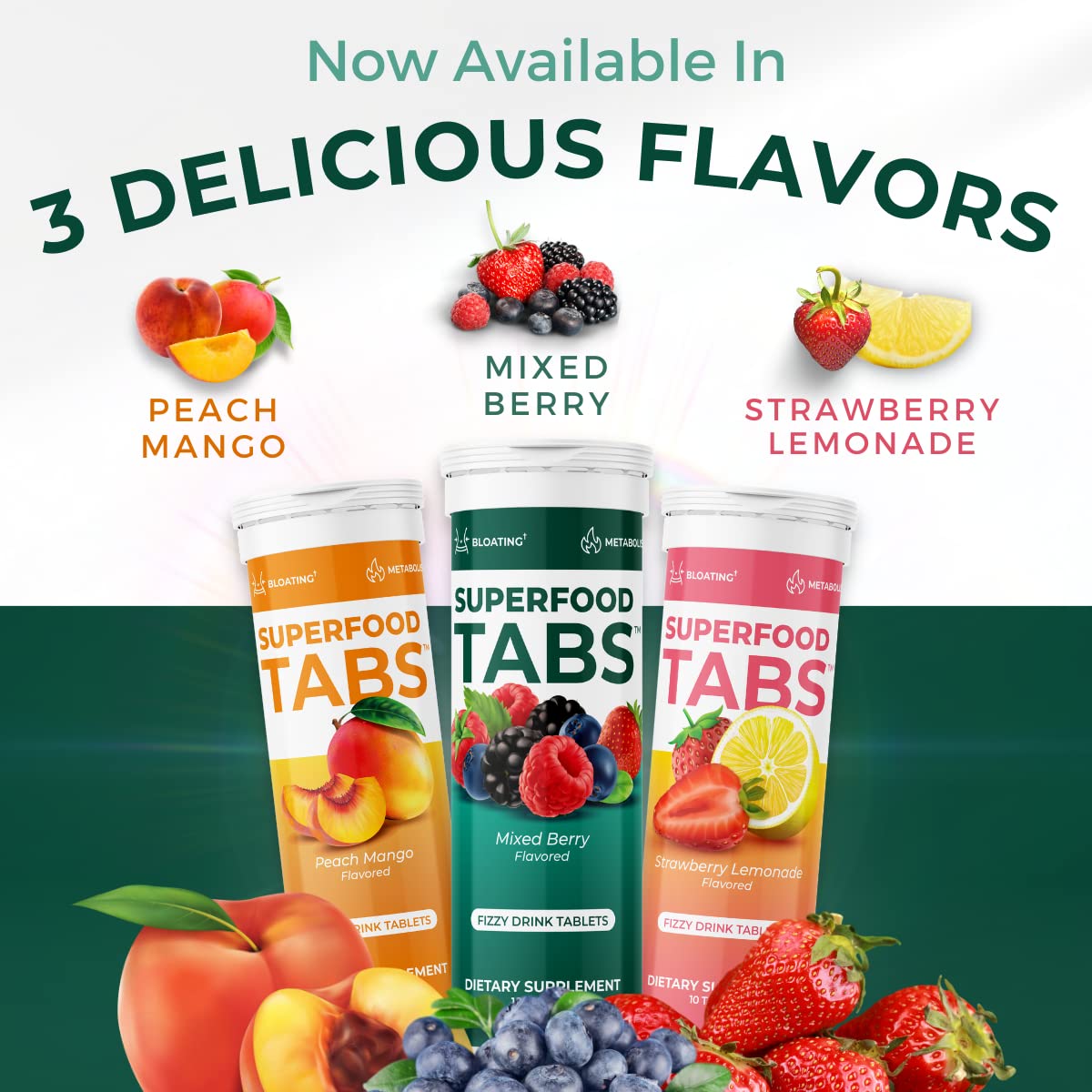 Ingredient basket featuring natural superfoods inspires a balanced lifestyle with Superfood Tabs
