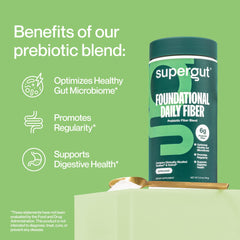 Smoothie with Supergut Foundational Daily Fiber for a neutral fiber boost.