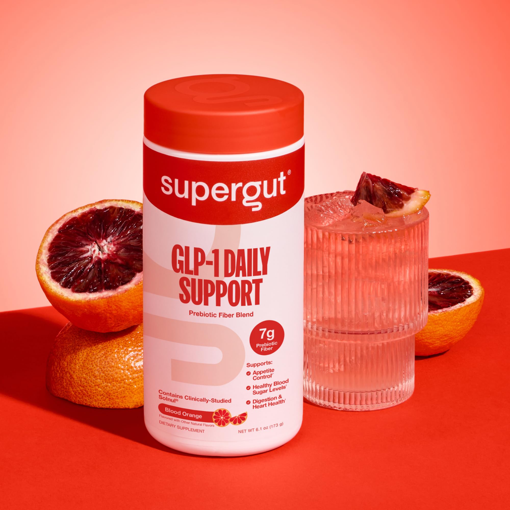 Supergut GLP-1 Daily Support powder dissolving in water for easy daily intake.