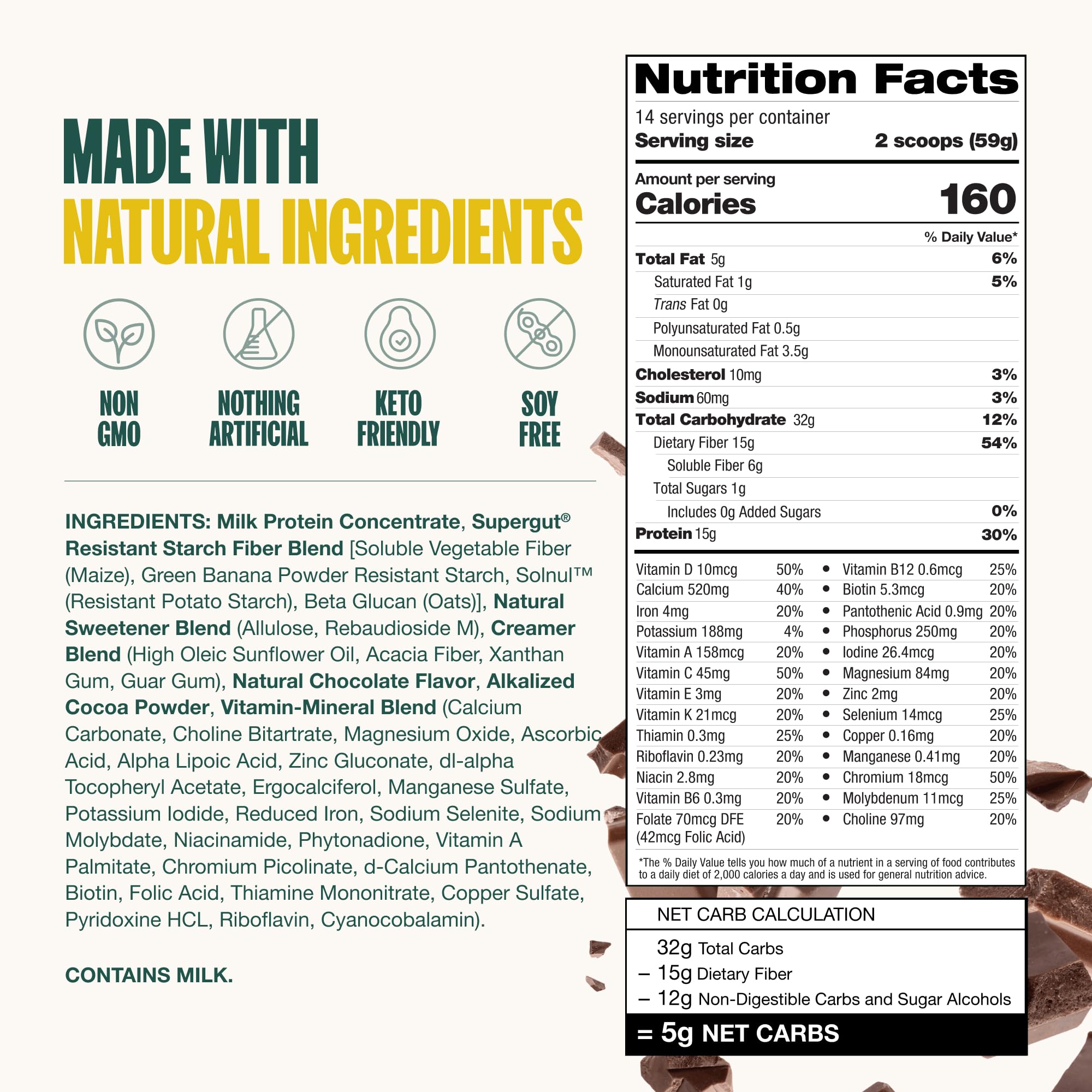 Supergut Prebiotic Shakes chocolate baking idea image suggests versatile recipe use