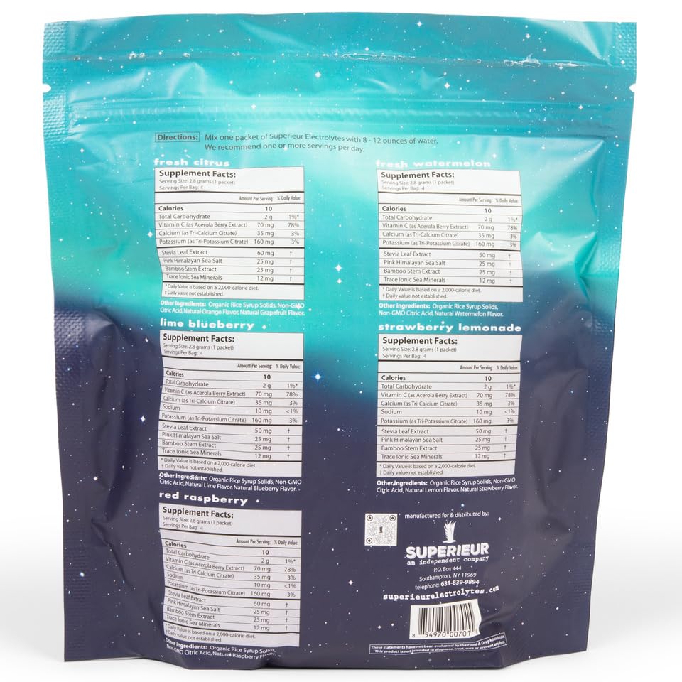 On-the-go hydration with Superieur electrolyte packets for quick use anywhere.