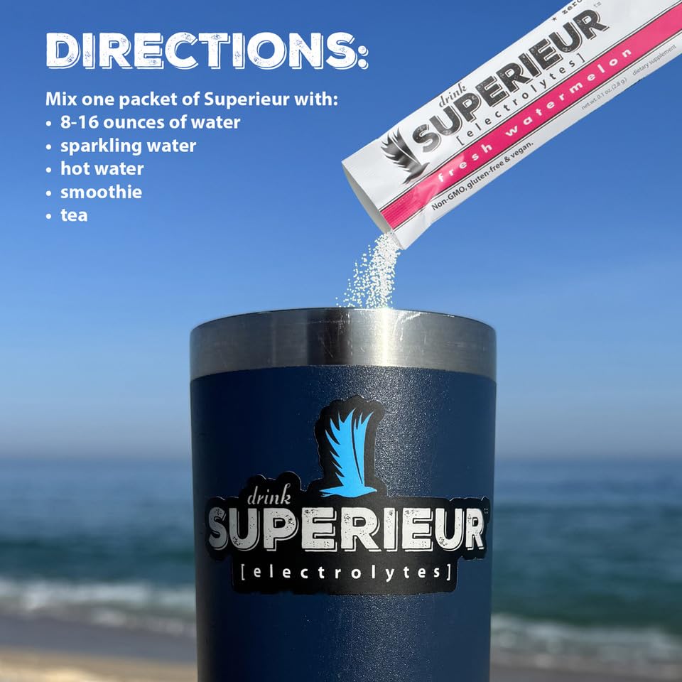 Real Watermelon flavor electrolyte packets for refreshing hydration on the move.