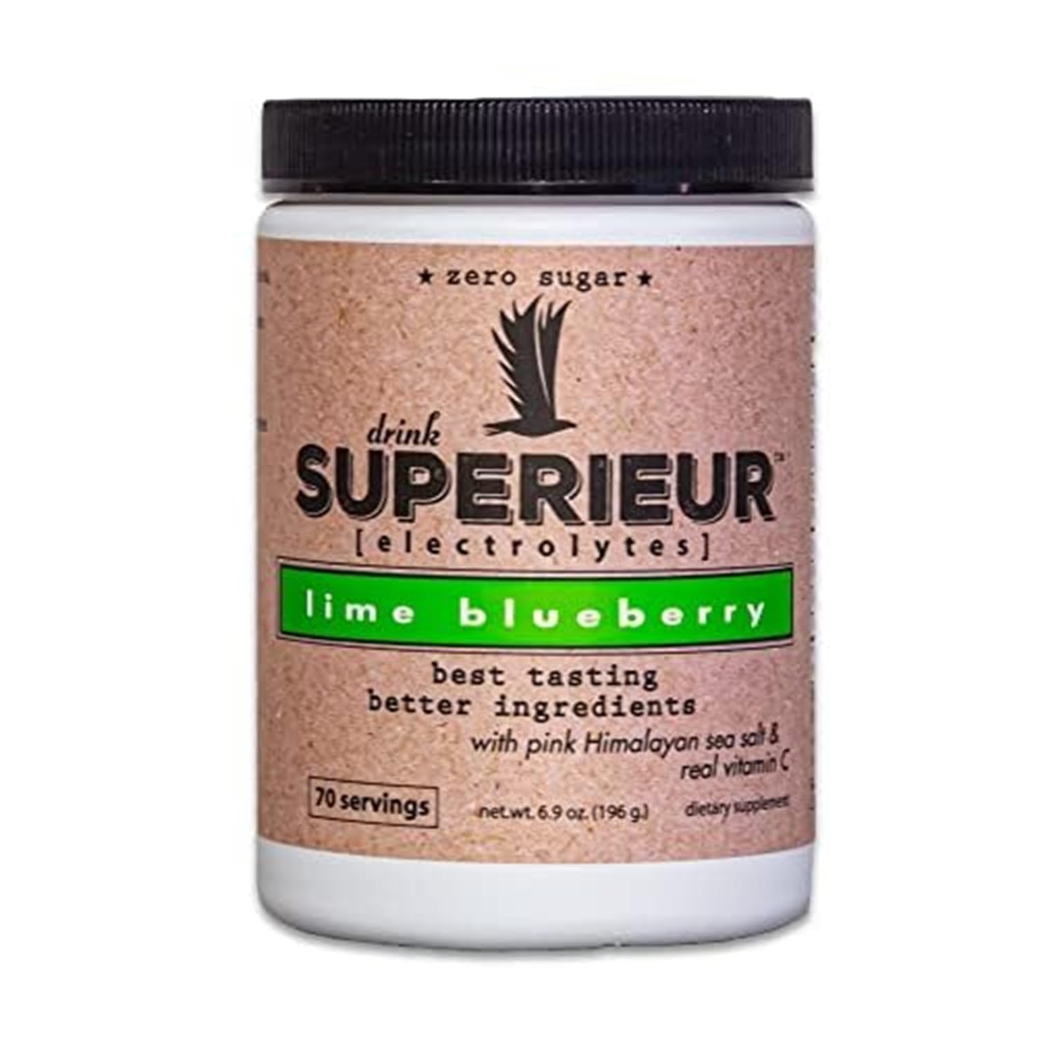 Superieur Electrolytes real fruit flavor; lime and blueberry notes for refreshing hydration.