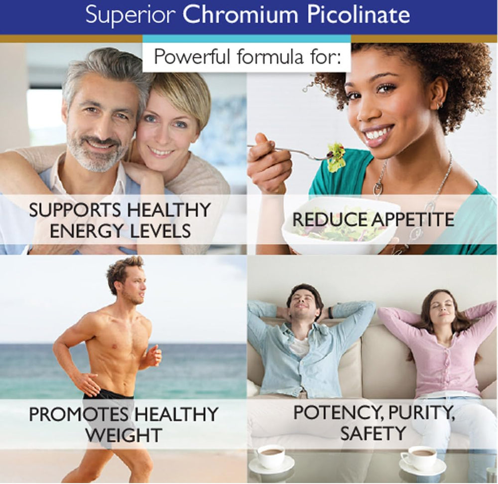 Ingredient label highlights 500mcg chromium content and purity for quality