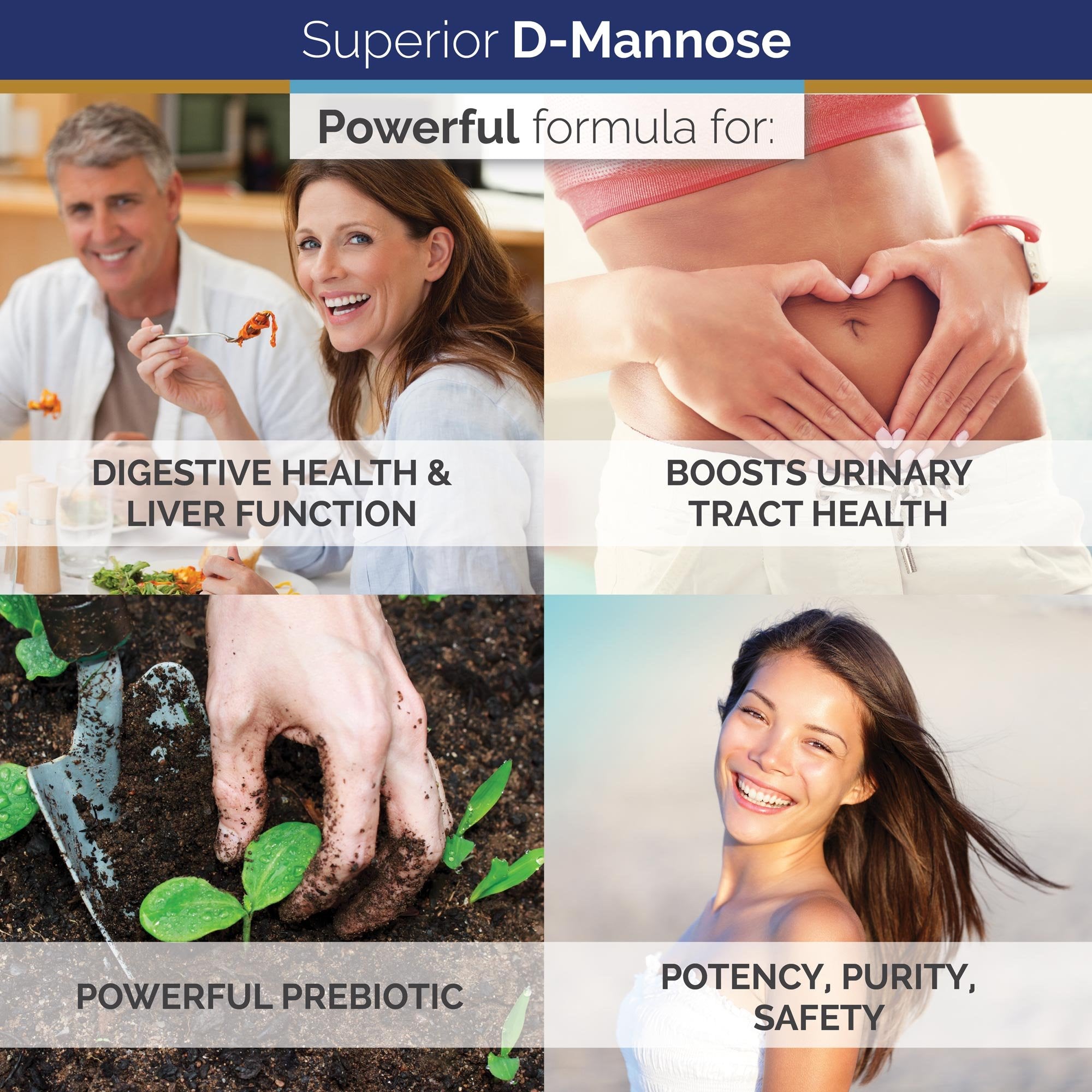 Superior Labs D-Mannose 500mg box back with usage directions and benefits.