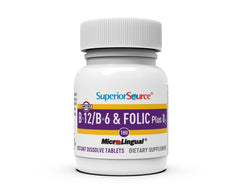 Superior Source bottle with B-12, B-6, folic acid, and D-3 for daily wellness.
