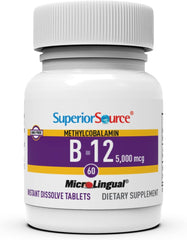 Superior Source B-12 tablet non-GMO and preservative-free for clean supplementation.