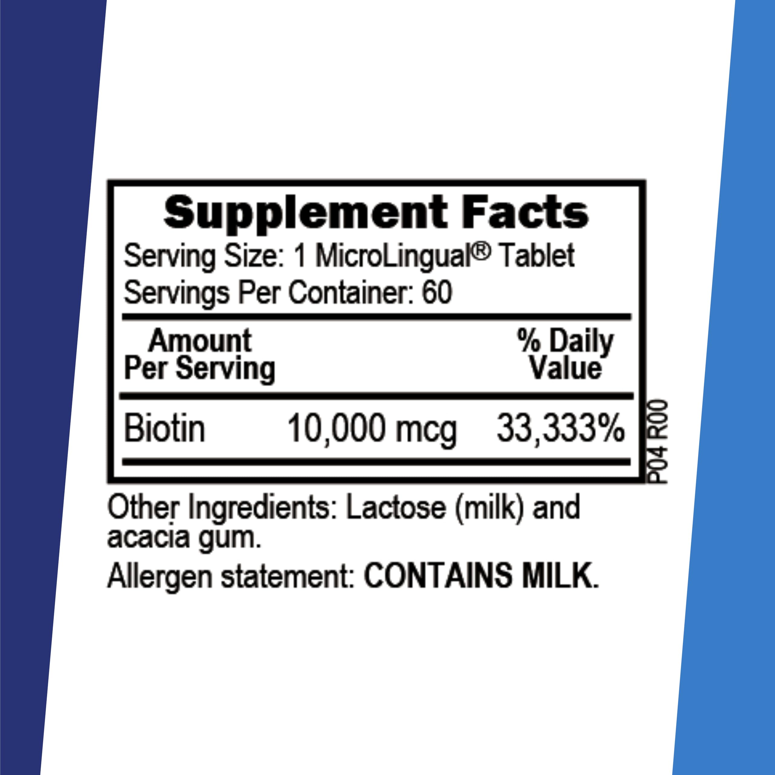 MicroLingual dissolving tablet on tongue for fast absorption and hair health.