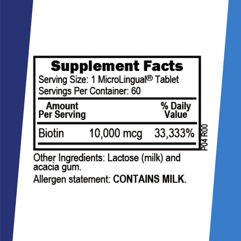 MicroLingual dissolving tablet on tongue for fast absorption and hair health.